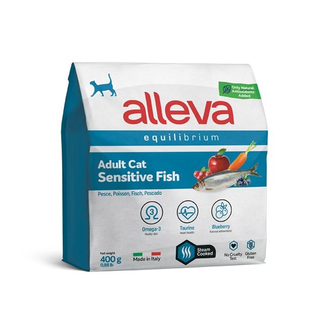 Alleva: Эквилибриум Сенситив, корм для взрослых кошек, с рыбой, 0,4 кг