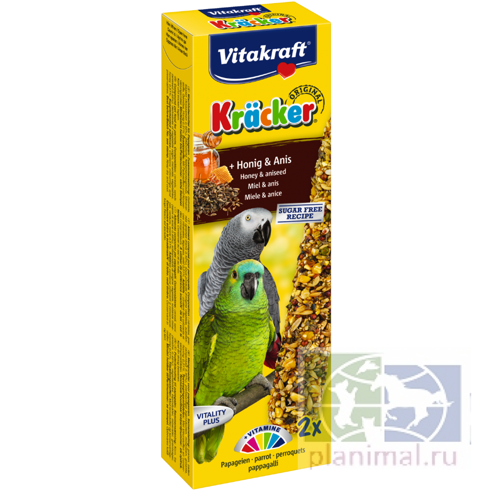 Vitakraft: крекер Feather Care в период линьки, для средних и крупных попугаев, 2 штуки / 180 гр.