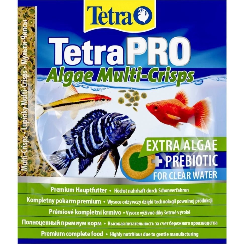Tetra Pro Algae Crisps, чипсы со спирулиной для растительноядных рыб, 12 гр.