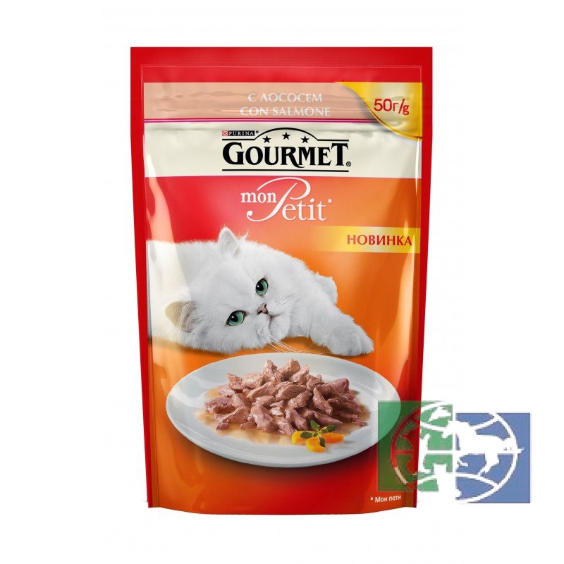Консервы для кошек Purina Gourmet Mon Petit, лосось, пауч, 50 гр.