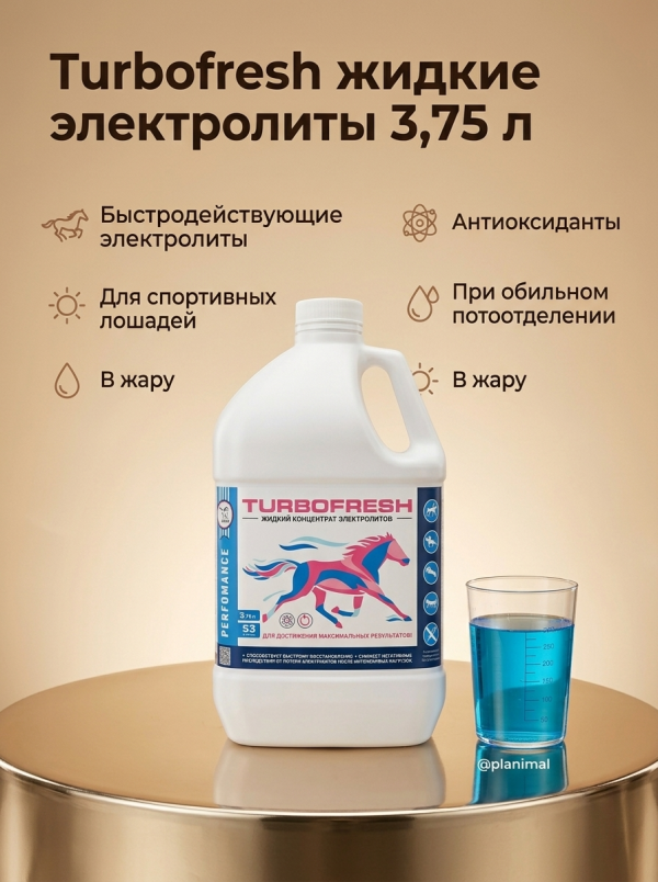 Пробио: Perfomance Turbofresh / Перфоманс Турбофреш, комплекс жидких электролитов для лошадей, 3,75 л.