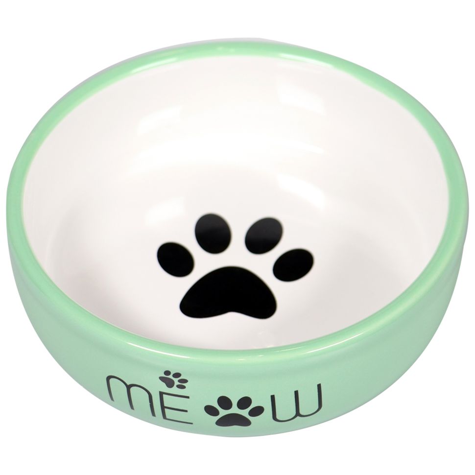 Mr.Kranch: Миска керамическая MEOW, для кошек, зеленая, 380 мл