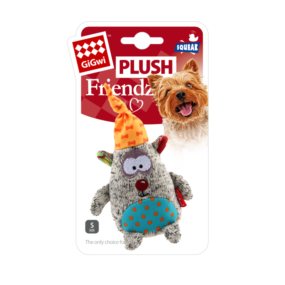 GiGwi Игрушка для собак Медведь с пищалкой 10 см, серия PLUSH FRIENDZ, 75401