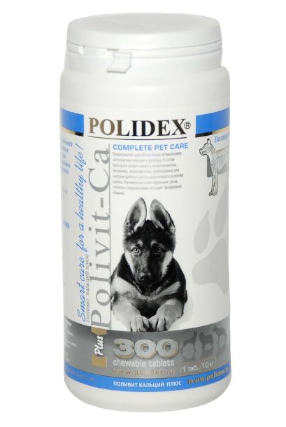Polidex: Поливит Кальций плюс, для собак, 300 табл.