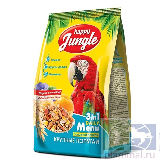 Happy Jungle корм для крупных попугаев, 500 гр.