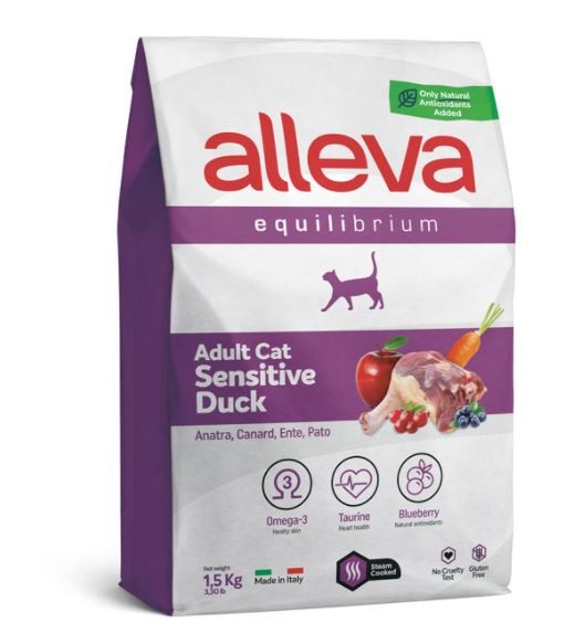 Корм для взрослых кошек Аллева Эквилибриум Сенситив с уткой 0,4 кг  