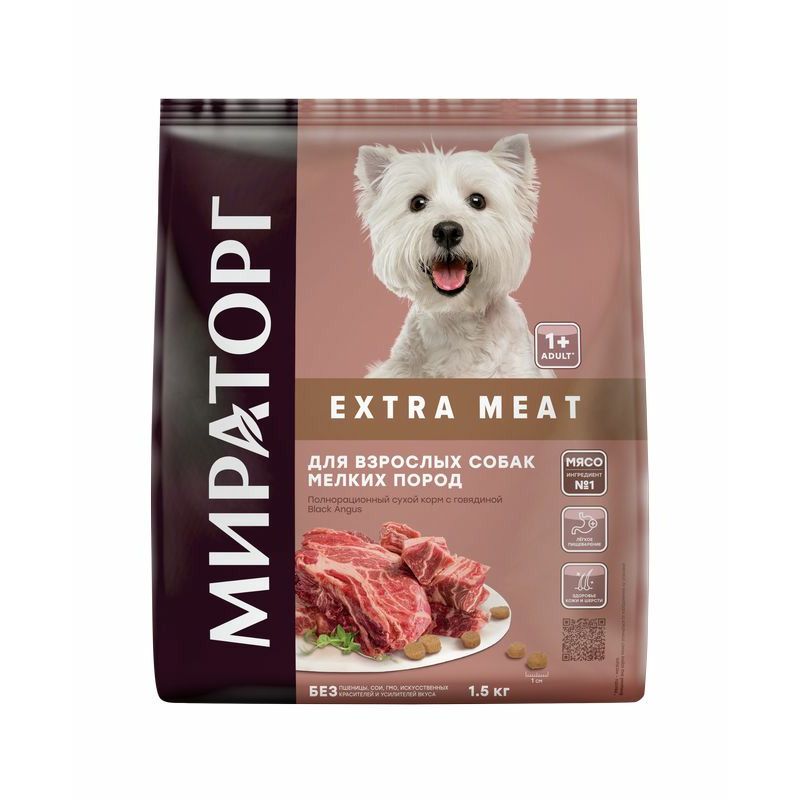 Winner: сухой корм EXTRA MEAT, для мелких пород собак, с говядиной, BLACK ANGUS, 1,5 кг