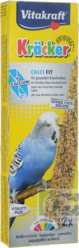 Vitakraft: крекер Original Calci Fit медовый с кальцием для волнистых попугаев-птенцов, 2 штуки / 60 гр.