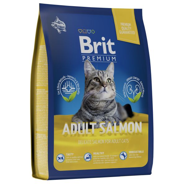 Brit: Premium, Сухой корм с лососем, для взрослых кошек, Cat Adult Salmon, 400 гр.