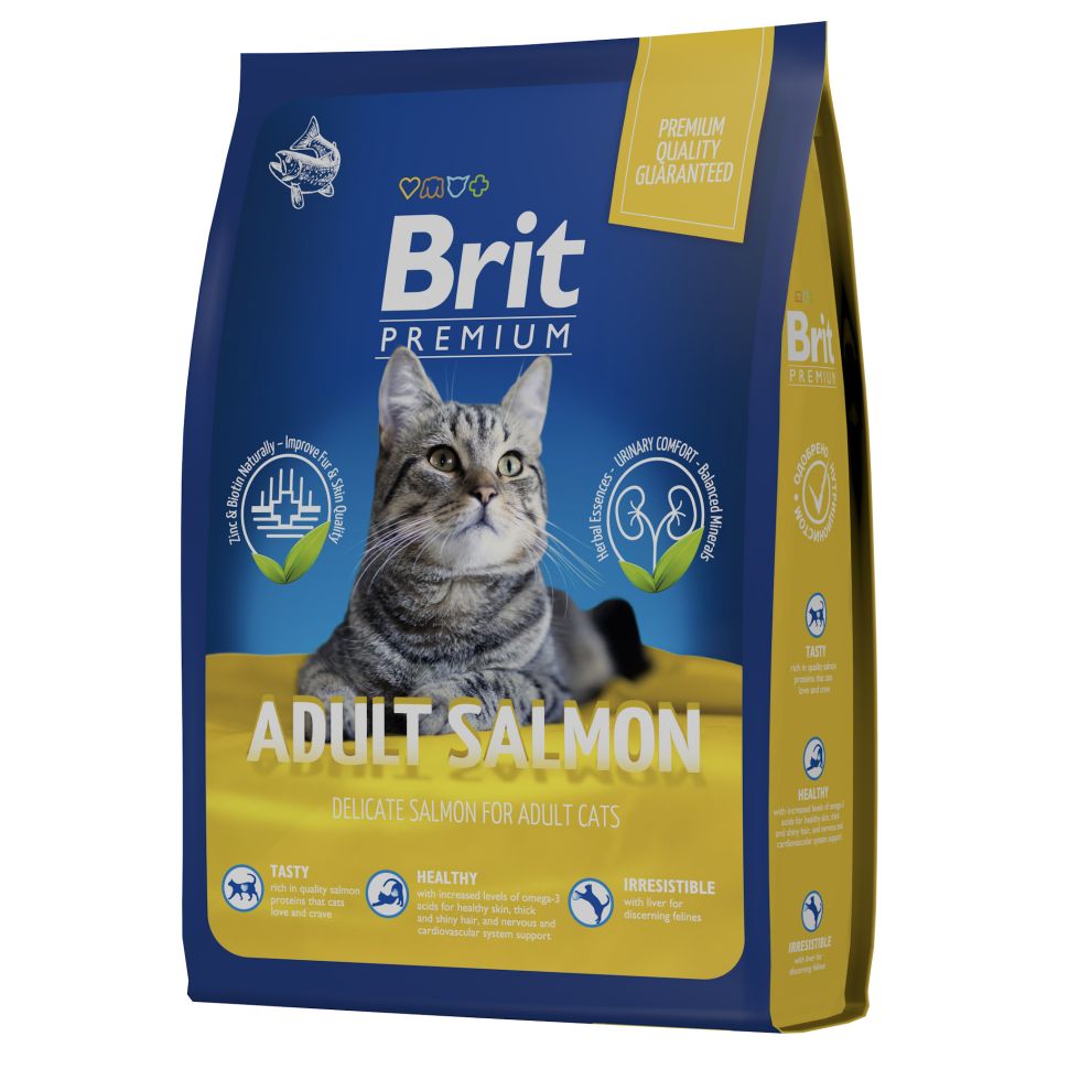 Brit: Premium, Сухой корм с лососем, для взрослых кошек, Cat Adult Salmon, 400 гр.