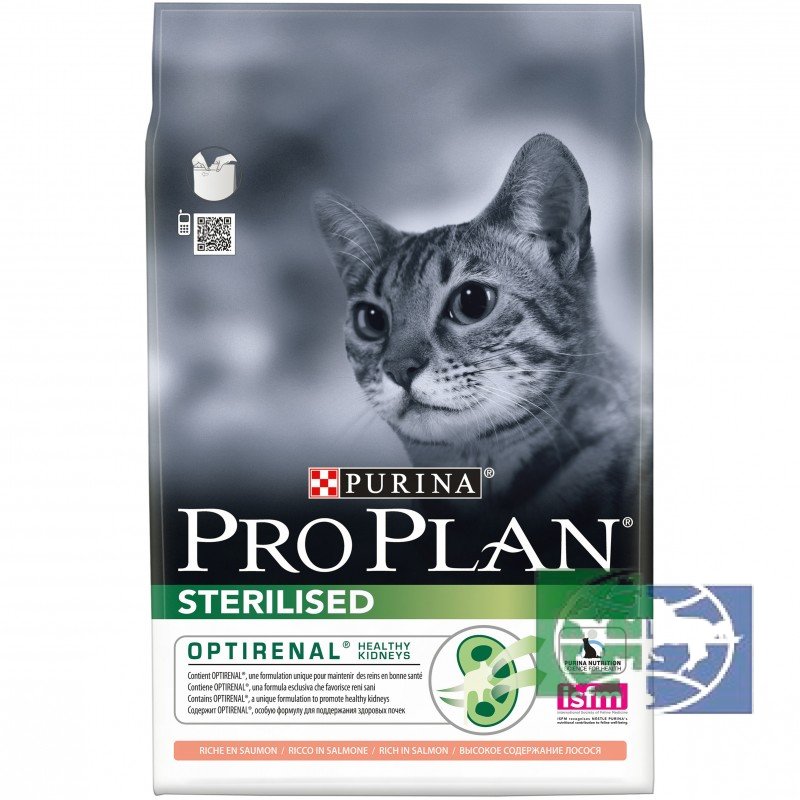Сухой корм Purina Pro Plan для стерилизованных кошек и кастрированных котов, лосось, пакет, 3 кг