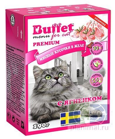Buffet корм для кошек мясные кусочки в желе с ягненком, 190 гр.
