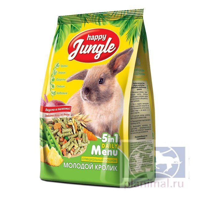 Happy Jungle корм для молодых декоративных кроликов, 400 гр.