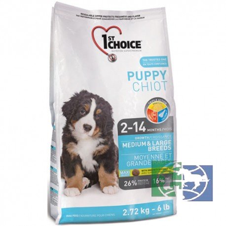 1st Choice Puppy сухой корм для щенков средних и крупных пород (с курицей), 2,72 кг