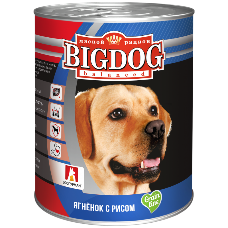 БигДог BigDog Grain line консервы для собак Ягненок с рисом, 850 гр.