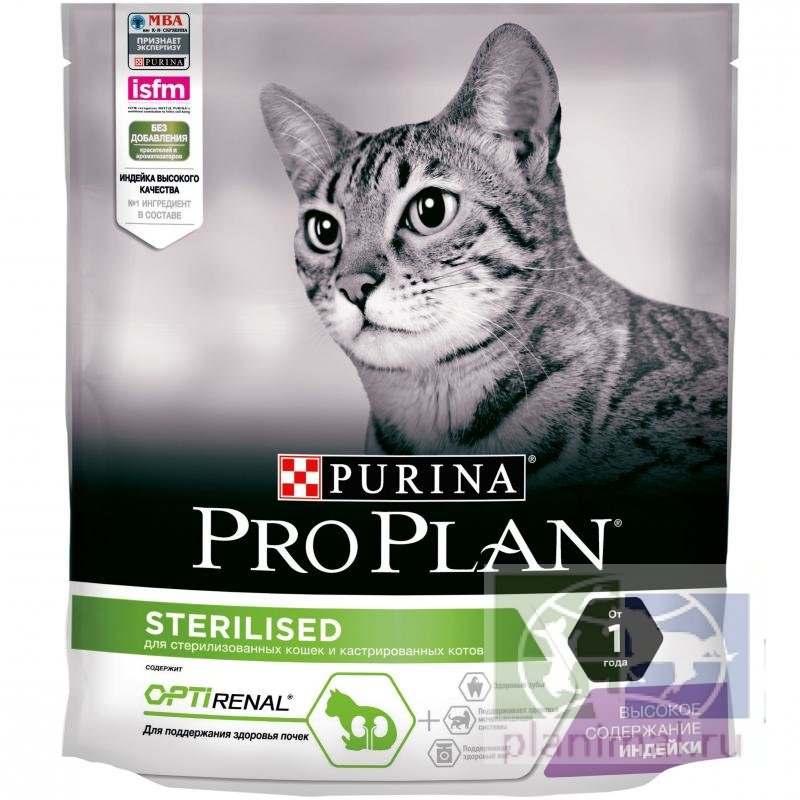 Сухой корм Purina Pro Plan для стерилизованных кошек и кастрированных котов, индейка, 400 гр.