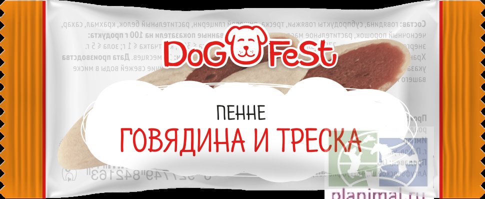 Dog Fest Пенне Говядина и треска лакомство для собак 6 гр.