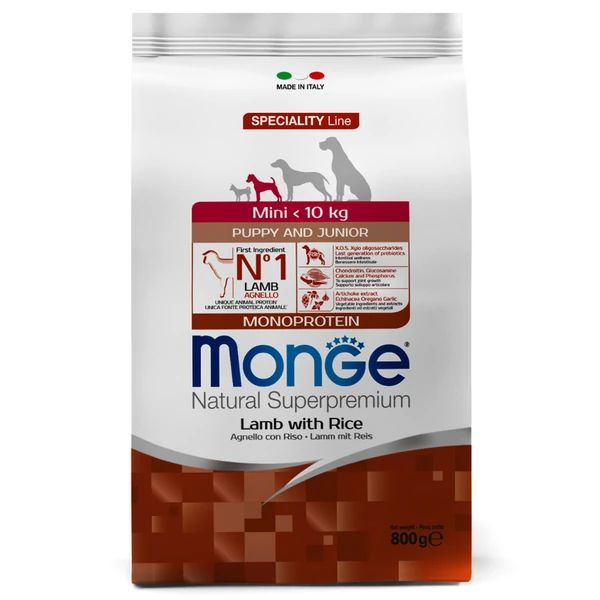 Monge: Dog Speciality Mini, корм для взрослых собак мелких пород, ягненок с рисом и картофелем, 800 гр.