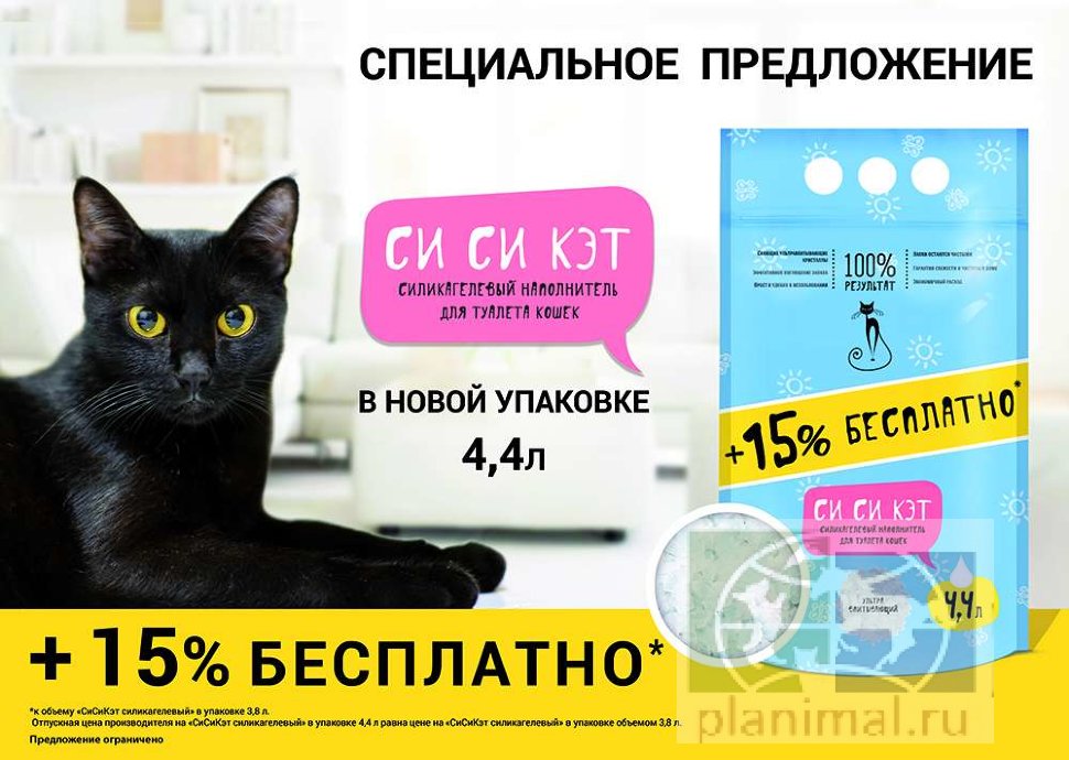 СиСиКэт Силикагелевый наполнитель для кошек и котят, 4,4 л, + 15 % в подарок