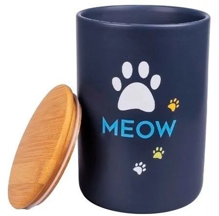 КерамикАрт бокс керамический для хранения корма для кошек MEOW 1900 мл, черный