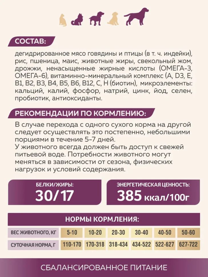 Zoogurman: Special line, Beef, Говядина, сухой корм, для взрослых собак, 2,5 кг