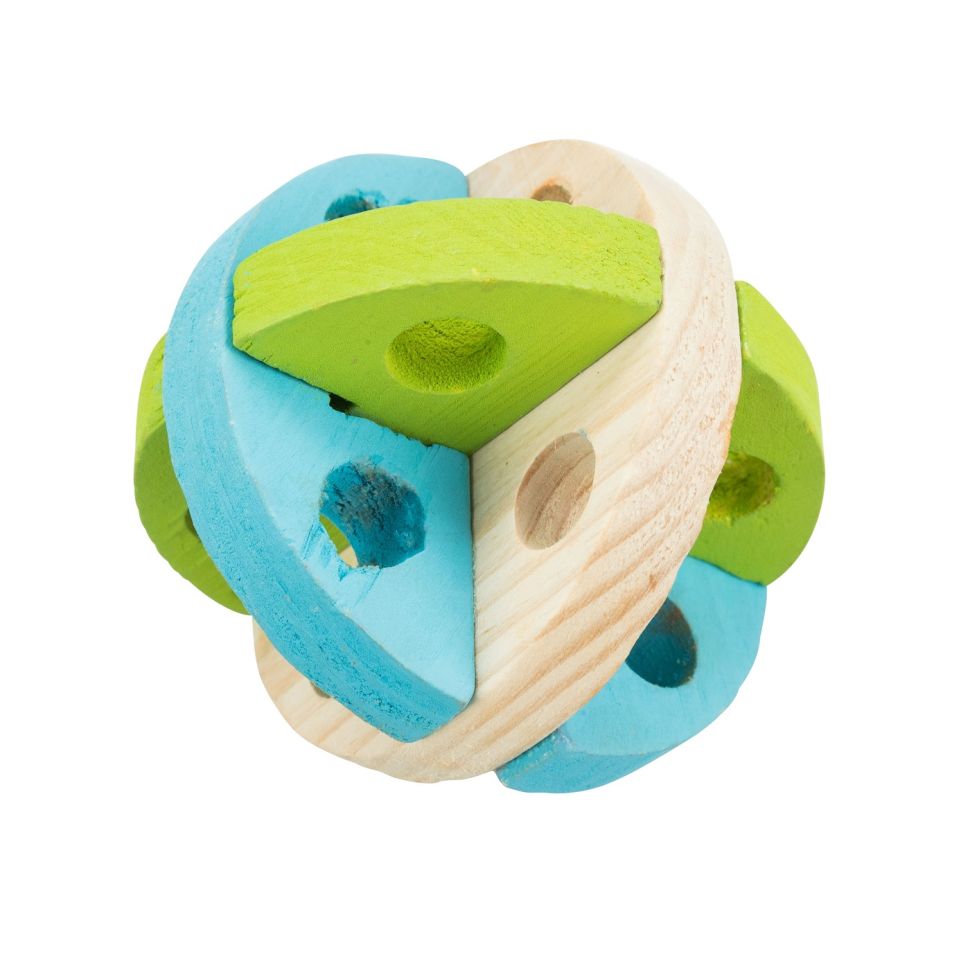 Trixie: Мяч для игр и лакомства, для грызунов, дерево, можно наполнять лакомствами, 8,5 см