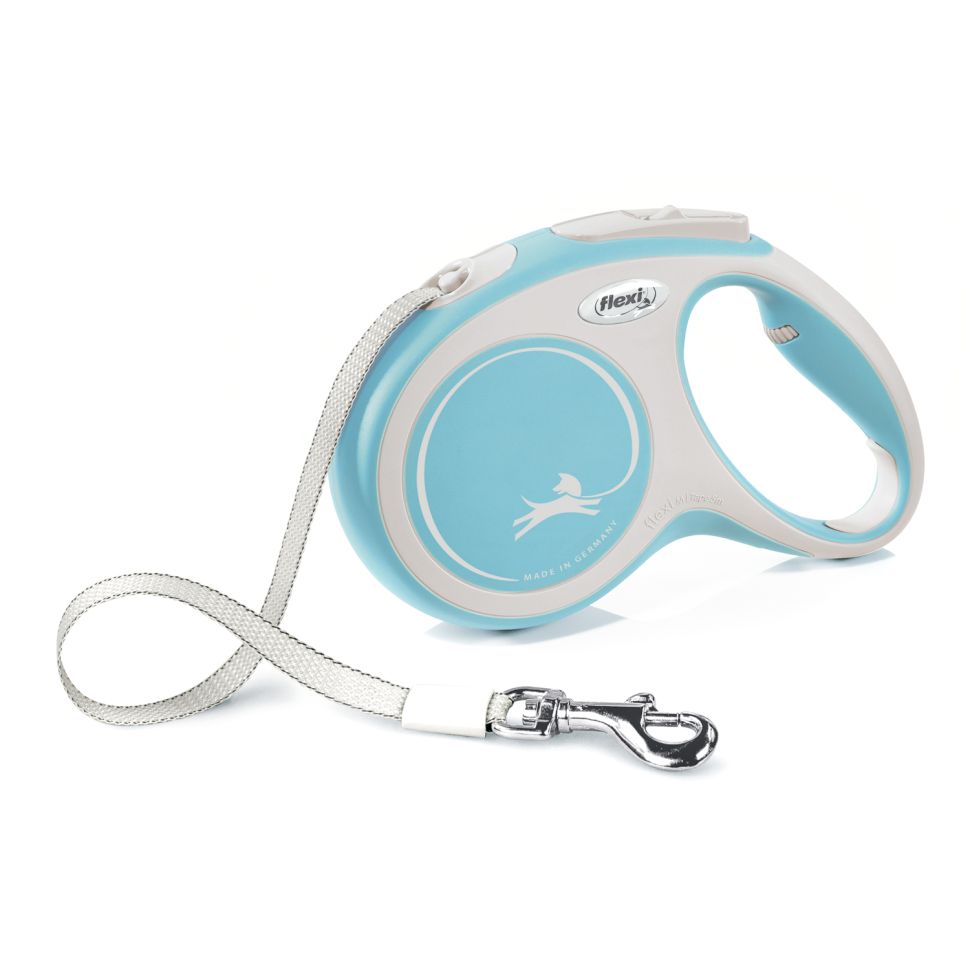 Flexi рулетка NEW LINE Comfort M (до 25 кг) лента 5 м серый/голубой