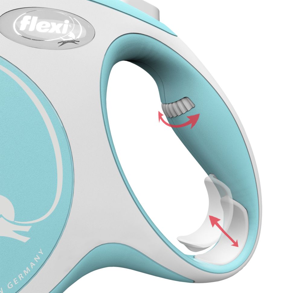 Flexi рулетка NEW LINE Comfort M (до 25 кг) лента 5 м серый/голубой