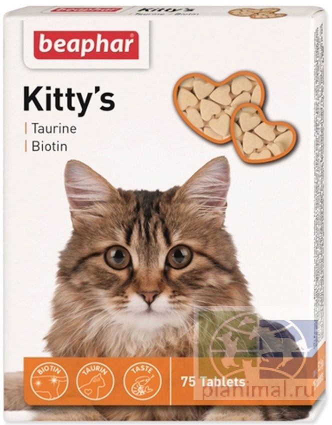 Beaphar: Кормовая добавка Kitty's + Taurine-Biotine с биотином и таурином для кошек, 180 табл.