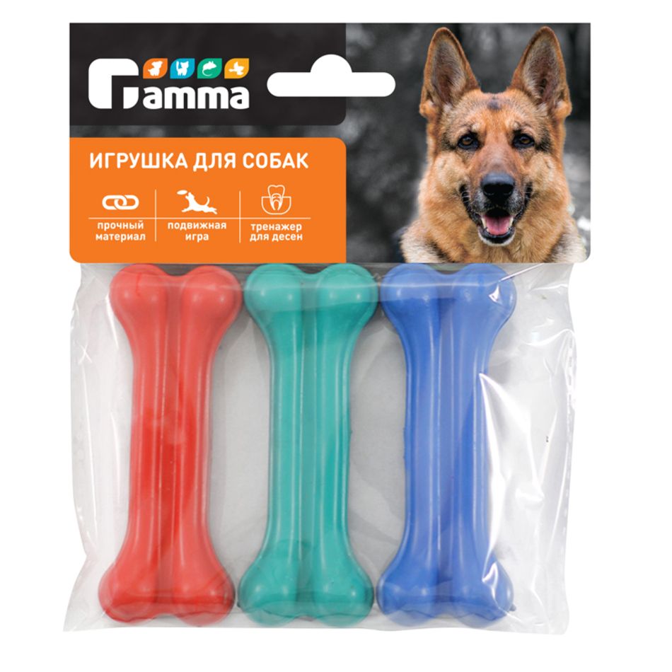 Gamma: Игрушка для собак из резины Кость литая № 1, 75 мм, уп.3 шт.