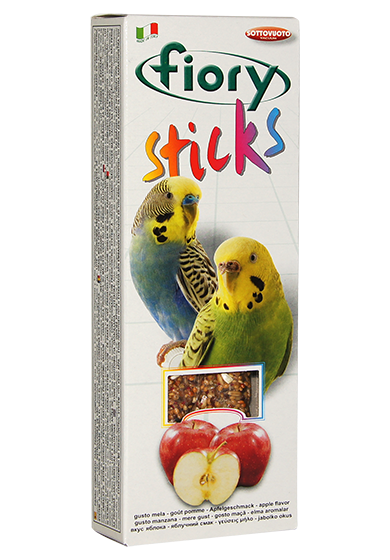 Fiory Sticks лакомство с яблоком для попугаев, вакуум, 2 палочки по 30 гр., 60 гр.