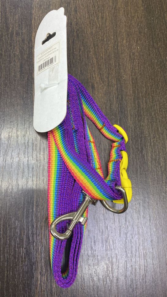 КОМПЛЕКТ ПОЛИПРОПИЛЕНОВЫЙ 20мм ПОВОДОК 2м + ОШЕЙНИК 35-52см (РАДУГА) 138/297
