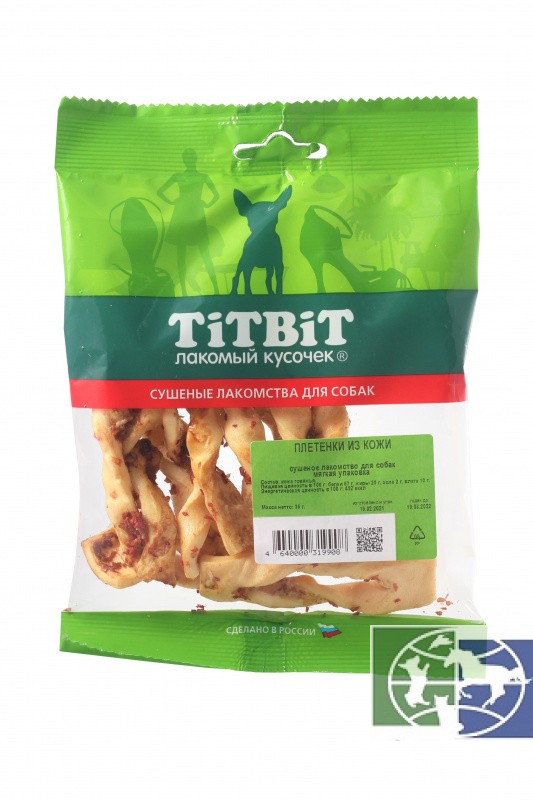 TiTBiT: плетенки из кожи (мягкая упаковка), 35 гр.