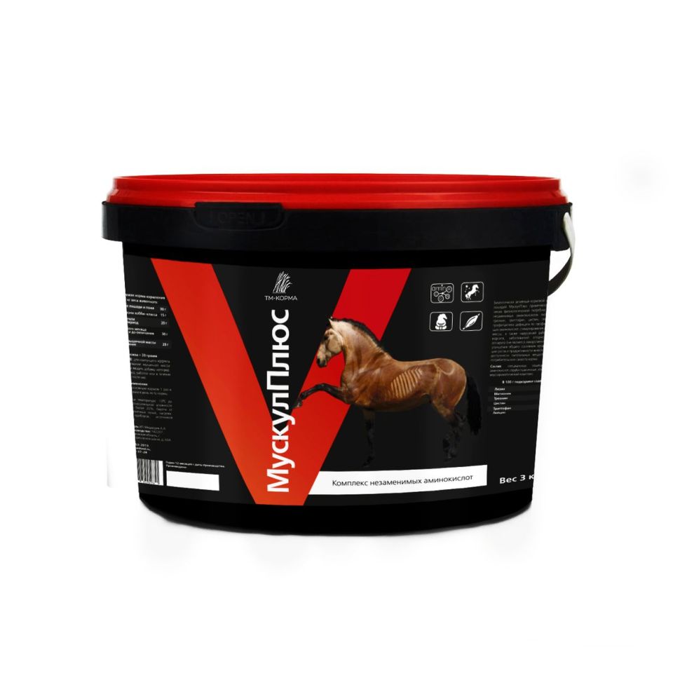 Дикий медведь: МускулПлюс подкормка для поддержания или наращивания мышечной массы для лошадей 3 кг