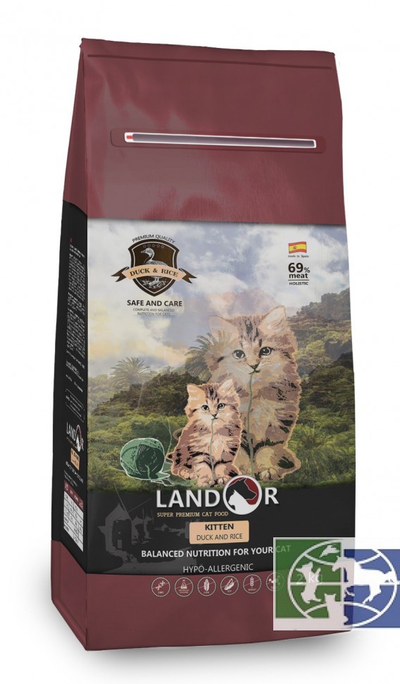 Сухой корм Landor Cat Duck&Rice Kitten корм для котят утка с рисом, 2 кг