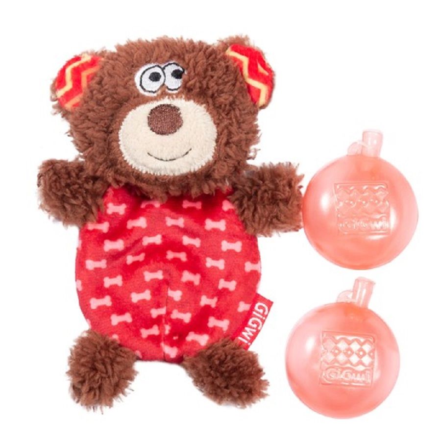 GiGwi: Мишка со сменными пищалками, игрушка для собак, серия PLUSH FRIENDZ, 13 см, 75303