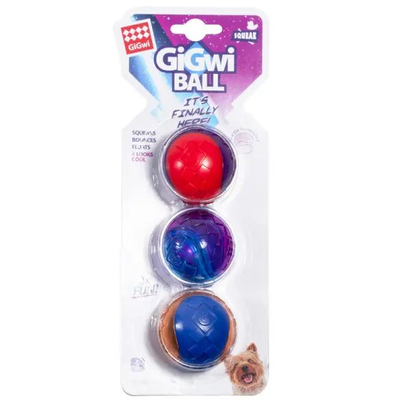 GiGwi: Игрушка для собак Три мяча с пищалкой 5см, серия GiGwi BALL, арт. 75326