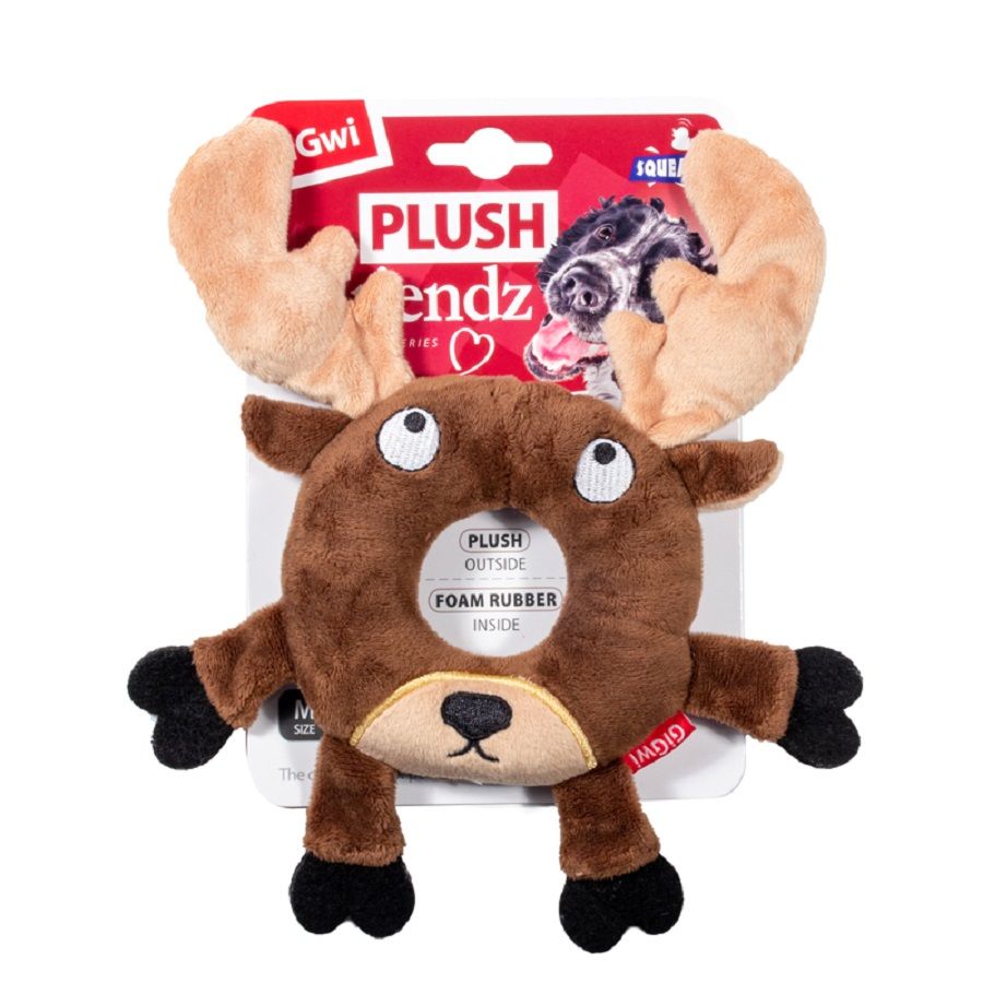 GiGwi: Лось с пищалкой, игрушка для собак, серия PLUSH FRIENDZ, 19 см