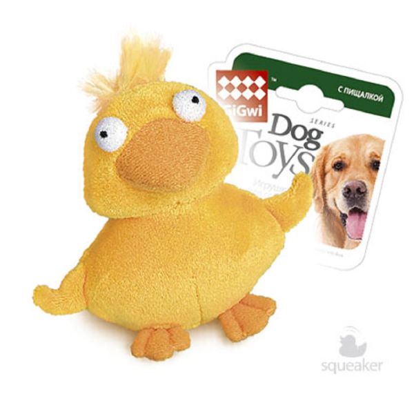 GiGwi Игрушка для собак Утка с пищалкой 11 см, серия PLUSH FRIENDZ, 75020
