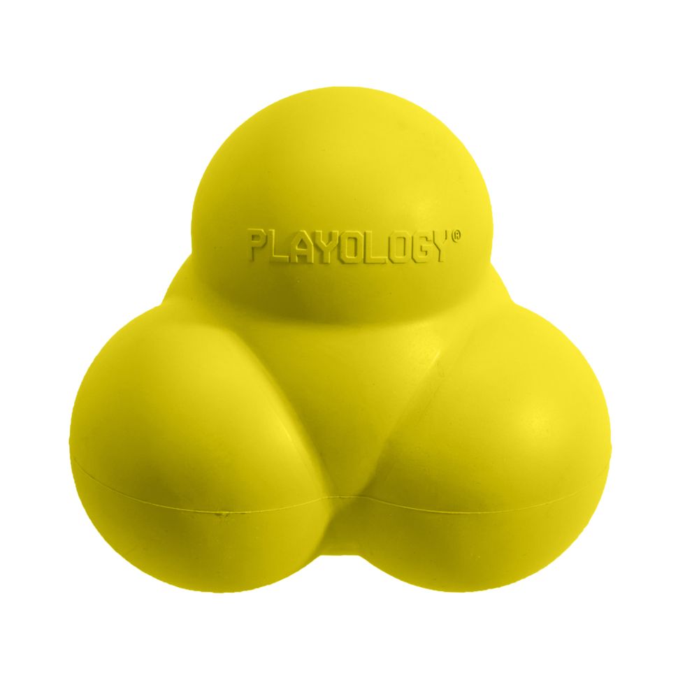 Playology жевательный тройной мяч SQUEAKY BOUNCE BALL для собак средних и крупных пород, с пищалкой и с ароматом курицы, цвет желтый