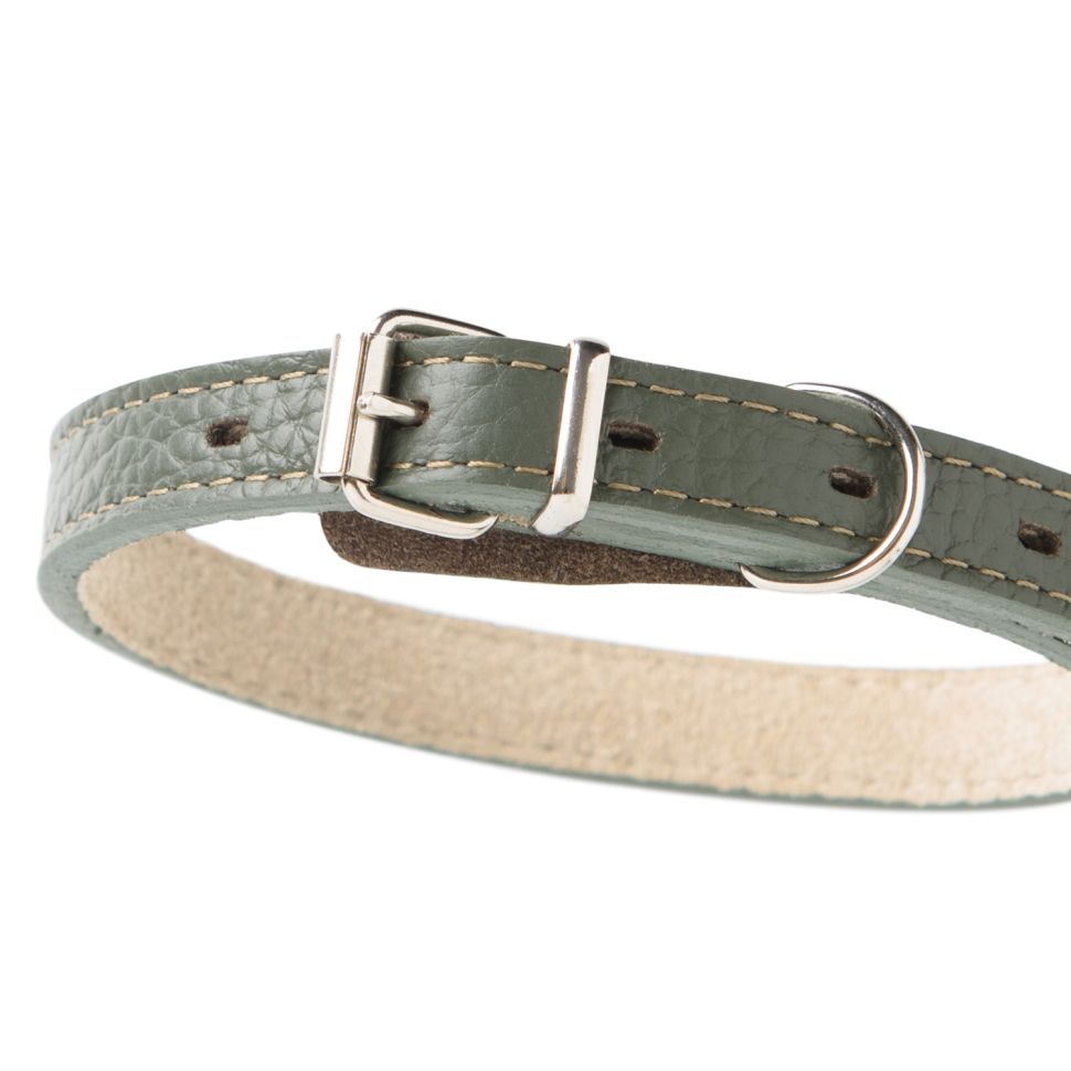Mr.Kranch: Ошейник для собак, из натуральной кожи, прямой, оливковый, 29-35 см