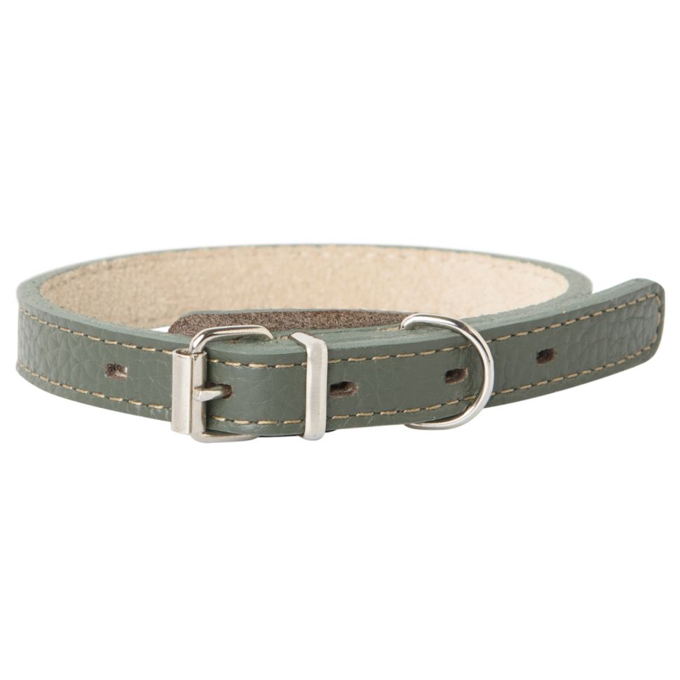 Mr.Kranch: Ошейник для собак, из натуральной кожи, прямой, оливковый, 29-35 см