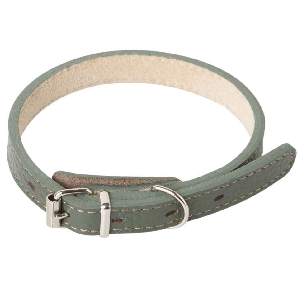 Mr.Kranch: Ошейник для собак, из натуральной кожи, прямой, оливковый, 29-35 см
