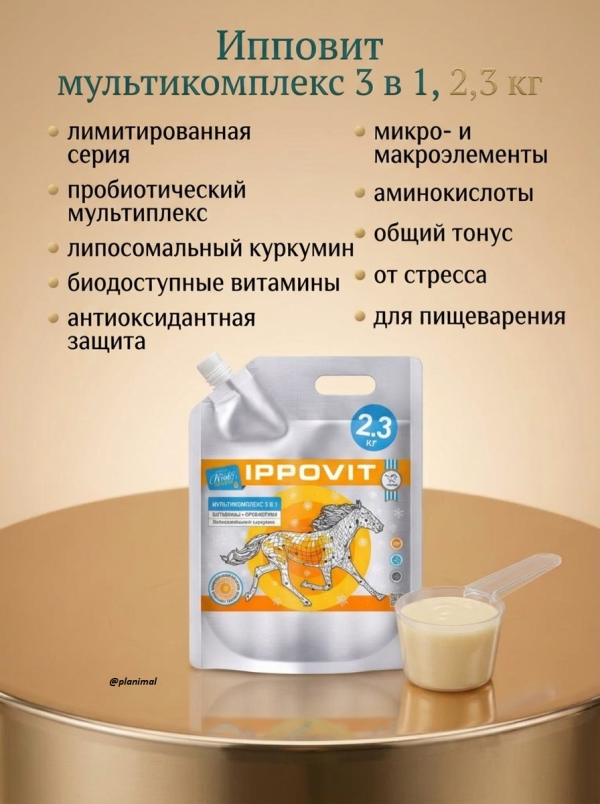 Пробио: Ипповит мультикомплекс 3 в 1, лимитированная зимняя серия, пробиотик + витамины + липосомальный куркумин, 2,3 кг