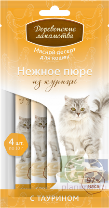 Деревенские Лакомства: Нежное пюре из курицы для кошек, арт. 72510056