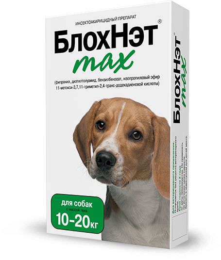 БлохНэт max: капли от блох, клещей, вшей, власоедов, для собак 10-20 кг, 2 мл