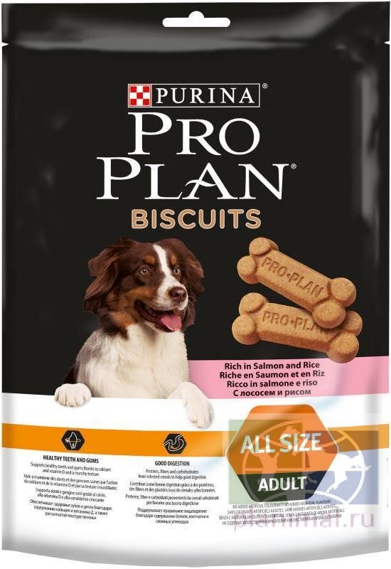 Pro Plan Biscuits лакомство для собак с лососем и рисом, 175 гр.