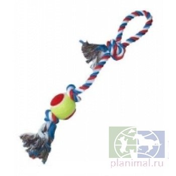 Игрушка для собак "Мяч теннисный на веревке с кисточкой", R1083