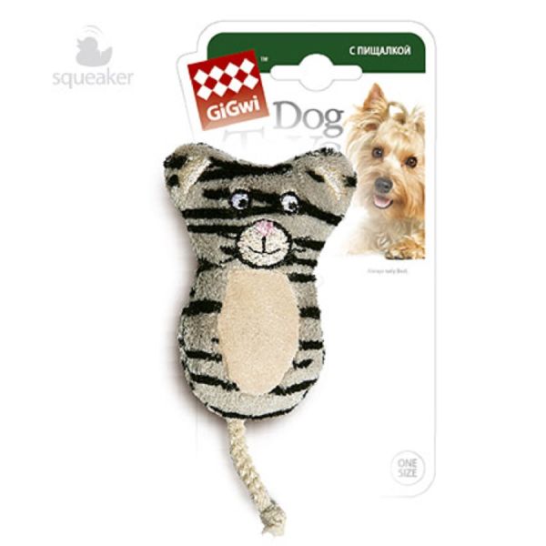 GiGwi Игрушка для собак Кот с пищалкой 9 см, серия PLUSH FRIENDZ, 75024