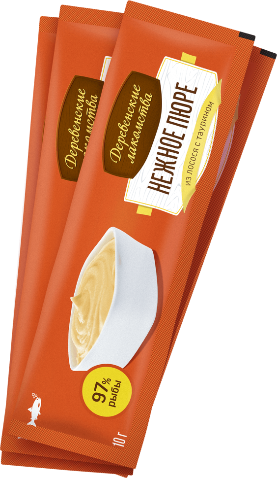 Деревенские Лакомства: Нежное пюре из лосося для кошек, 4 шт по 10 гр., 40 гр., арт. 72510025